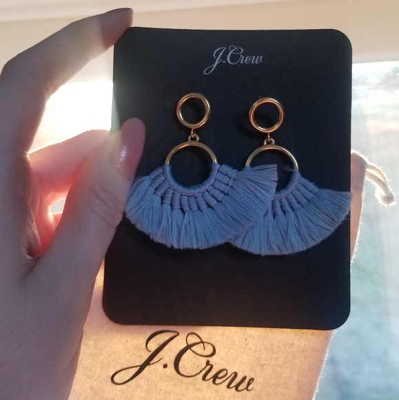 J. Crew Jewelry - NEW J. Crew Blue Fan Tassel Earrings